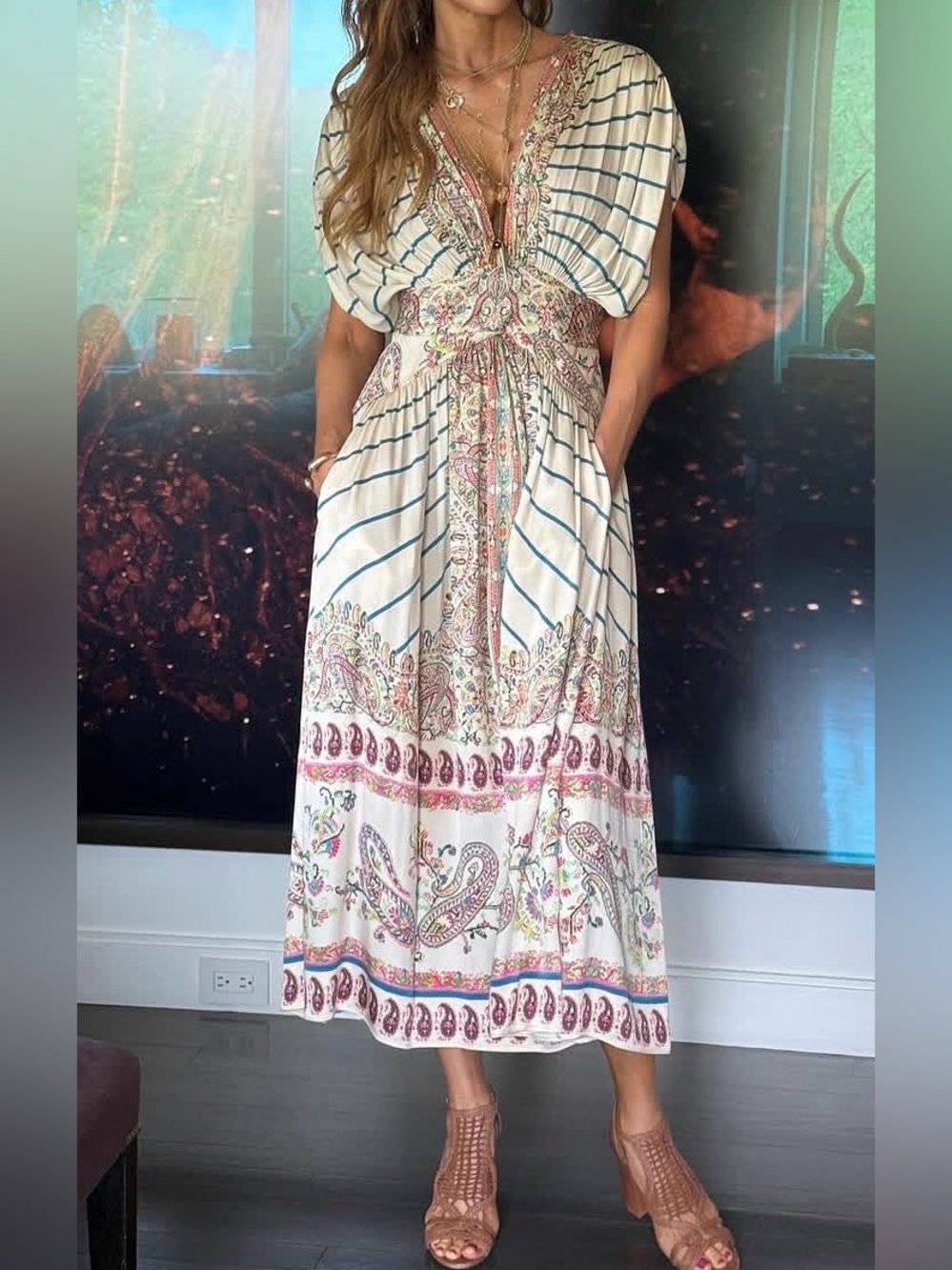 Etro Pink Silk Midi Dress 44 US L